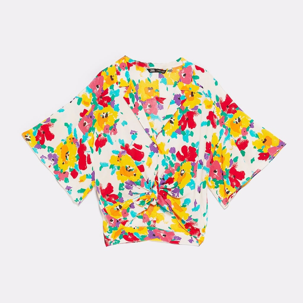 π Zara Knotted Floral Printed Shirt NWT π - Picture 7 of 9